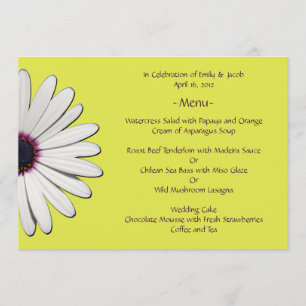 Cartões de Menu Amarelo Daisy