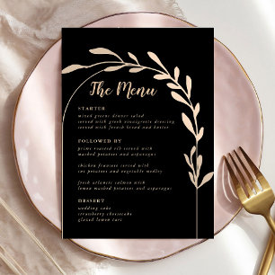 Cartões de menu Black Modern Wedn