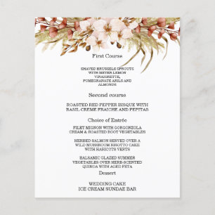 Cartões de menu Boêmian Chic Floral Wedding