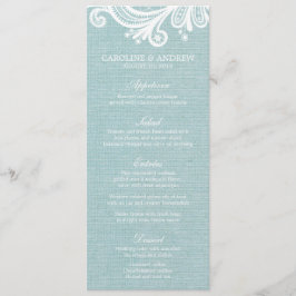 Cartões de Menu Burlap e Lace Weds