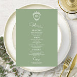 Cartões de Menu Casamento Monograma Elegante Verde<br><div class="desc">Um simples cartão de casamento de caligrafia. Eu ofereço um serviço de personalização gratuito,  se você tiver perguntas ou solicitações especiais,  por favor,  sinta-se à vontade para me contactar.</div>