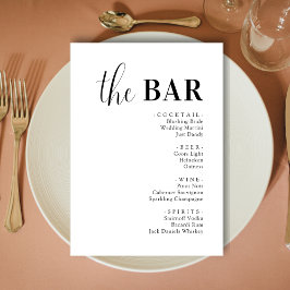 Cartões de Menu de Bebidas de Casamento Elegantes 
