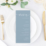 Cartões de Menu de Caligrafia Rustic Dusty Blue<br><div class="desc">Cartões de menu de caligrafia azul-rustica Cartões de menu de casamento Minimalistas | Menu Moderno,  Menu Janto de Casamentos,  Menu de Janta de Vamos Russos no Casamento e Menu Bebidas,  Menus de Casamento Russo com Caligrafia Simples,  Menu de Casamento Russo,  Menu Mesa de Casamentos</div>