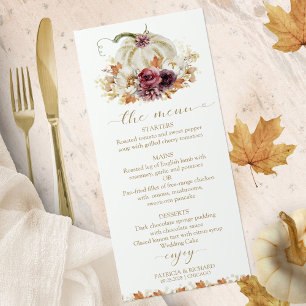 Cartões de Menu de Casamento Abóbora de Namoro
