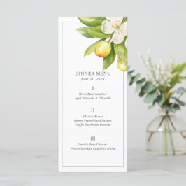 Cartões de Menu de Casamento Citrus Floral