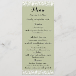 Cartões de Menu de Casamento Clássicos Elegantes e