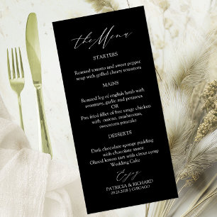 Cartões de Menu de Casamento com Caligrafia Elegan