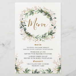Cartões de Menu de Casamento com Folha de Água Dou