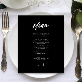 Cartões de Menu de Casamento com Letra Minimalista