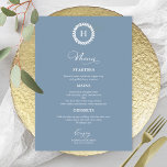 Cartões de Menu de Casamento com Monograma em Azul<br><div class="desc">Um cartão de menu de casamento com caligrafia simples e elegante. Eu ofereço um serviço de personalização gratuito,  se tiver alguma dúvida ou pedido especial,  por favor não hesite em contactar-me.</div>