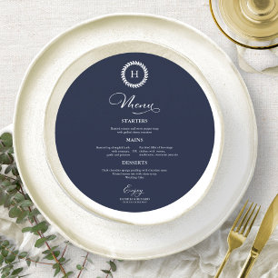 Cartões de Menu de Casamento com Monograma em Form