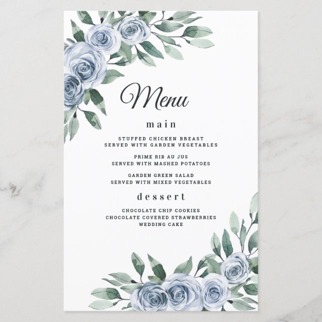 Cartões de Menu de Casamento de Boho Floral Elegan (Frente)