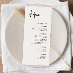 Cartões de Menu de Casamento de Caligrafia Moderna