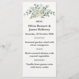 Cartões de Menu de Casamento de Jardim Botânico
