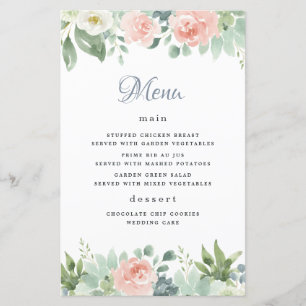 Cartões de Menu de Casamento de Jardim Floral Dust