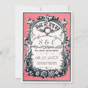 Cartões de Menu de Casamento de Jardim Vintage