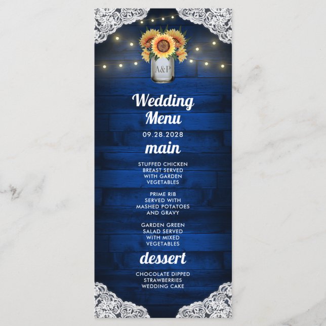 Cartões de Menu de Casamento de Jarro de Pedreiro  (Frente)