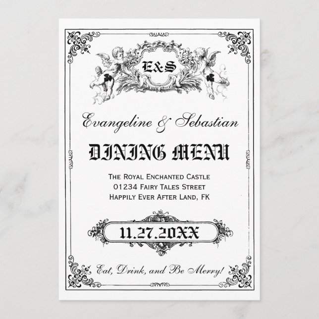 Cartões de Menu de Casamento de Livraria de Leite (Frente)