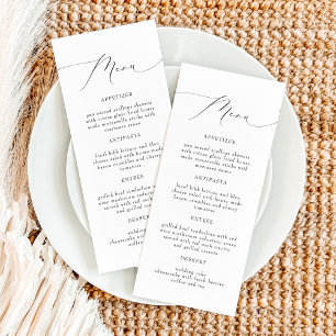 Cartões de Menu de Casamento de Script de Caligraf