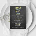 Cartões de Menu de Casamento de Tipografia Moderna<br><div class="desc">Cartões de Menu de Casamento da Tipografia Moderna do Quadro de Chalkboards. Adicione seu texto personalizado a este design usando as caixas "Editar este modelo design" no lado direito do item, ou clique no botão azul "Personalizar" para organizar o texto, alterar as fontes e cores e também adicionar informações ou...</div>