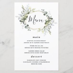 Cartões de Menu de Casamento Dourado Moderno Geomé