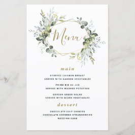 Cartões de Menu de Casamento Dourado Moderno Geomé
