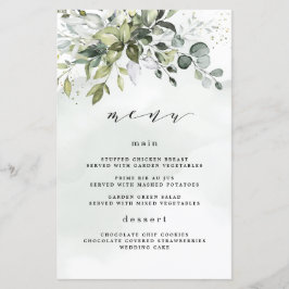 Cartões de menu de casamento Dusty Blue Greenery F