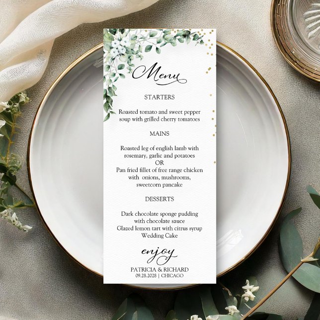 Cartões de Menu de Casamento Elegante em Aquarela  (Criador carregado)