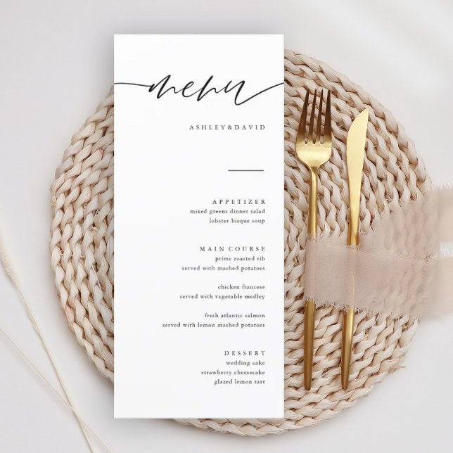 Cartões de Menu de Casamento Elegante para Caligra (Criador carregado)