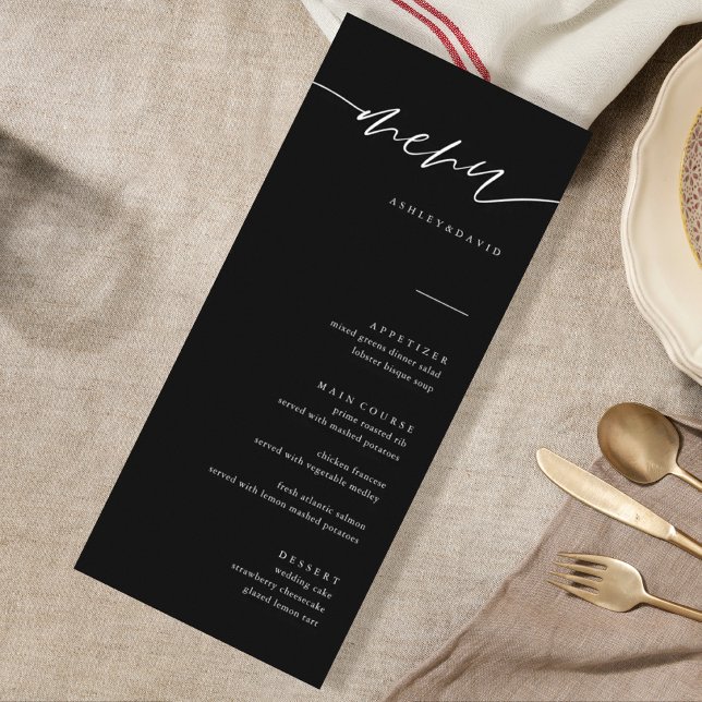 Cartões de Menu de Casamento Elegante para Caligra (Criador carregado)