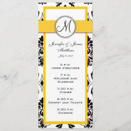 Cartões de Menu de Casamento em Damasko Preto Amar