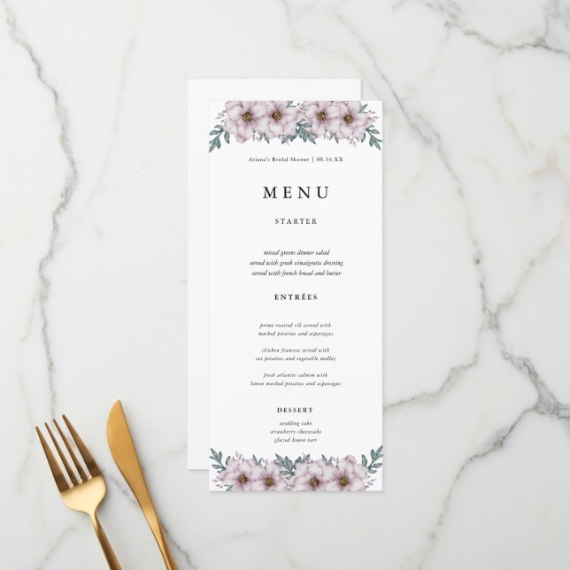 Cartões de menu de casamento Eucalyptus (Frente/Verso In Situ)