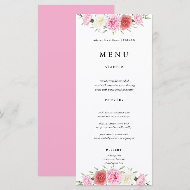 Cartões de menu de casamento Eucalyptus (Frente/Verso)