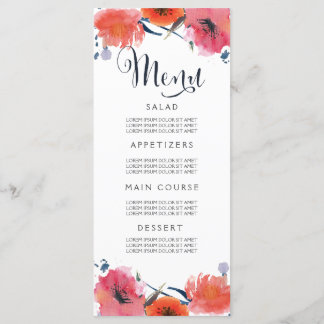 Cartões De Menu De Casamento Floral Com Aquarela m