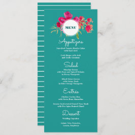 Cartões De Menu De Casamento Floral Turquoise Fuch