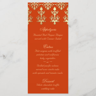Cartões de Menu de Casamento Indiano Dourado Laran
