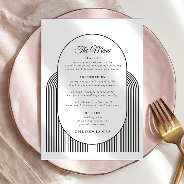 Cartões de menu de casamento minimalistas (Criador carregado)