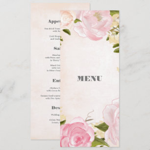 Cartões de menu de casamento personalizados com D