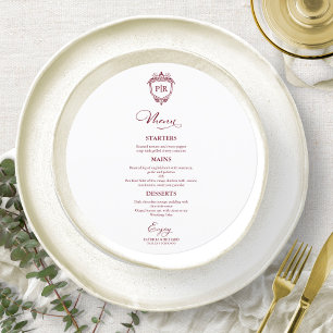 Cartões de Menu de Casamento Redondos Monograma Bu