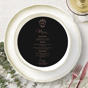 Cartões de Menu de Casamento Redondos Monograma Do
