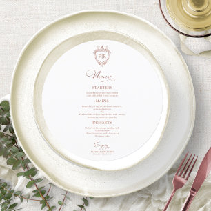 Cartões de Menu de Casamento Redondos Monograma Do