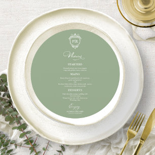Cartões de Menu de Casamento Redondos Monograma Ve