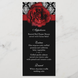 Cartões de menu de casamento - Rosa vermelha - Dam