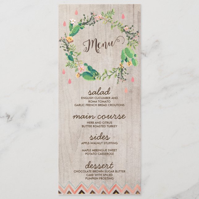 Cartões de Menu de Casamento Russo Pintados com Ca (Frente)