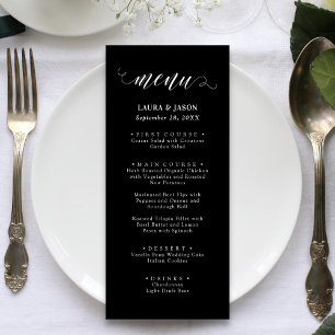 Cartões de Menu de Casamento Rústicos com Caligraf