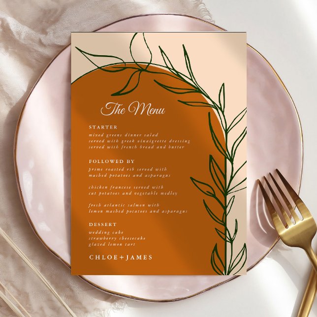 Cartões de Menu de Casamento Terracotta (Criador carregado)