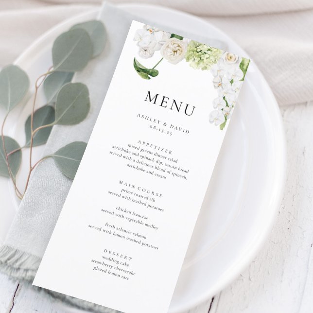 Cartões de Menu de Casamento Verde de Verão Elegan (Criador carregado)