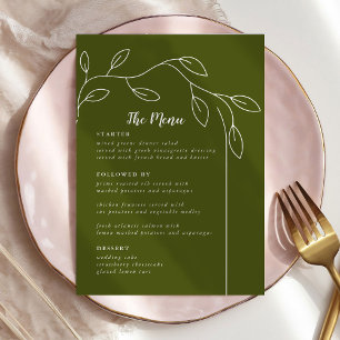 Cartões de Menu de Casamento Verde Sage
