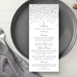 Cartões de Menu de Casamento Vintage Glam Silver C