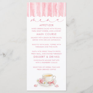 Cartões de Menu de Chá para Baby Shower de Menina